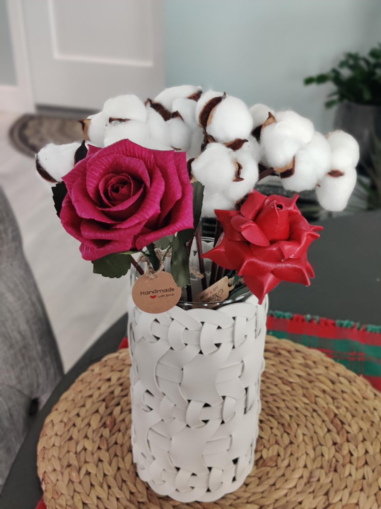 Paper Rose 1st Wedding for Her Him, Handmade Crepe Paper Flower, First Paper Anniversary Keepsake for Wife Husband Couple, Forever Rose (Dark red Burgundy) customer photo 1