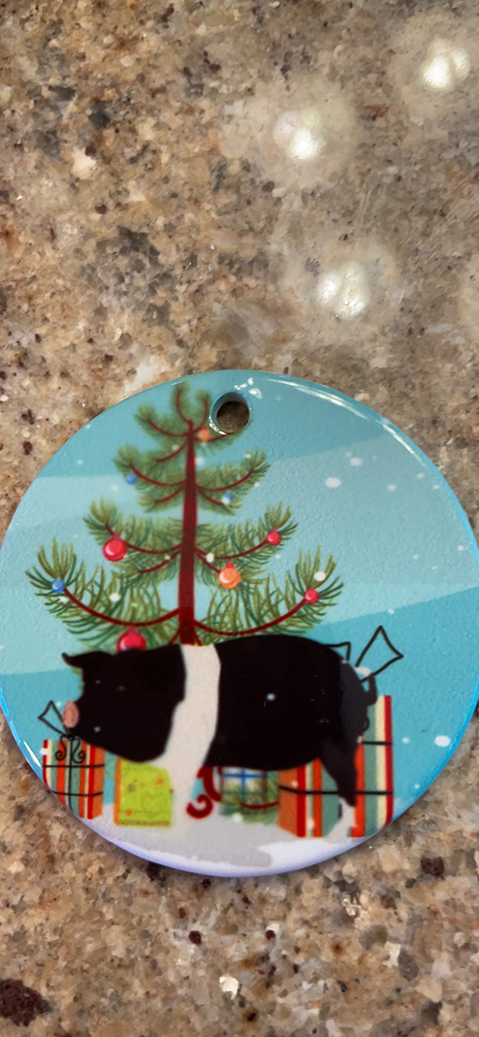 Caroline's Treasures Stoat Short-Tailed Weasel Christmas Ceramic Ornament, Teal Christmas Tree Hanging Decorations for Home Christmas Holiday, Party, Gift, 3 in, Multicolor customer photo 1