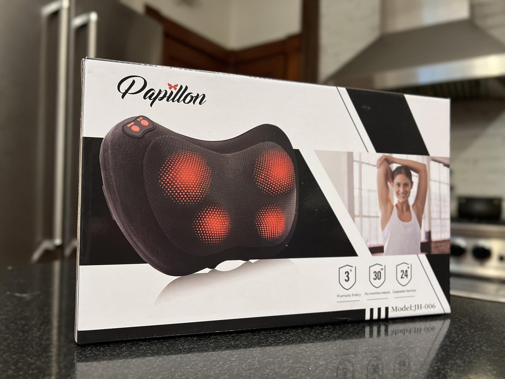 Papillon Back Massager with Heat, Shiatsu Deep Tissue Massage for Neck, Shoulder, Upper & Lower Back Pain Relief, Electric Kneading 3D Massager Pillow, Gifts for Women, Men, Mother, Her (Gray) customer photo 1