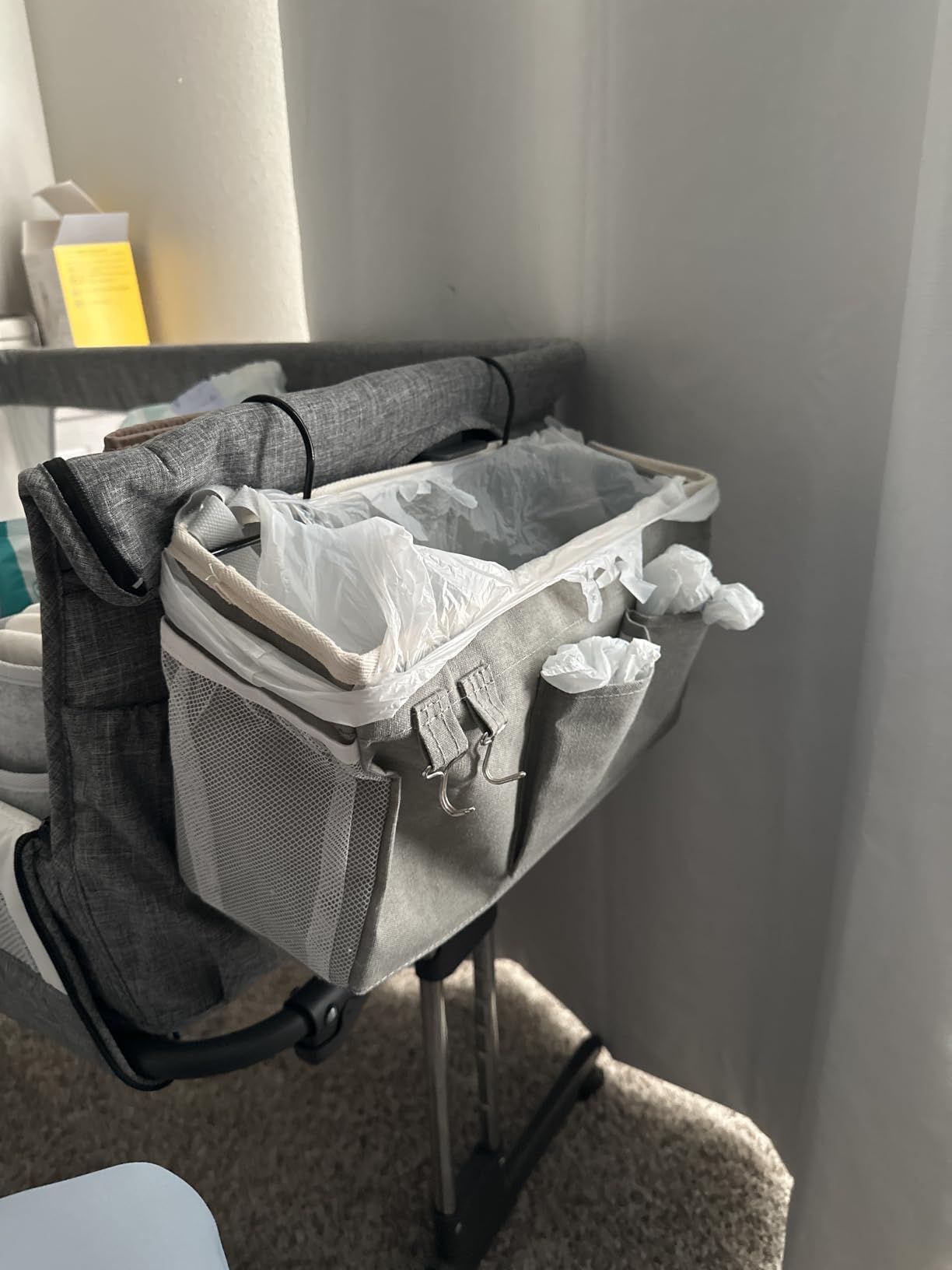 Bedside Caddy, Bedside Storage Bag Hanging Organizer for Bunk Dorm Bed Rail | Bed Caddy with Hooks, Top Bunks and Dorm Essentials for Water, Tissues, Tablets, Books, Phones, Remotes and Other Necessories customer photo 1