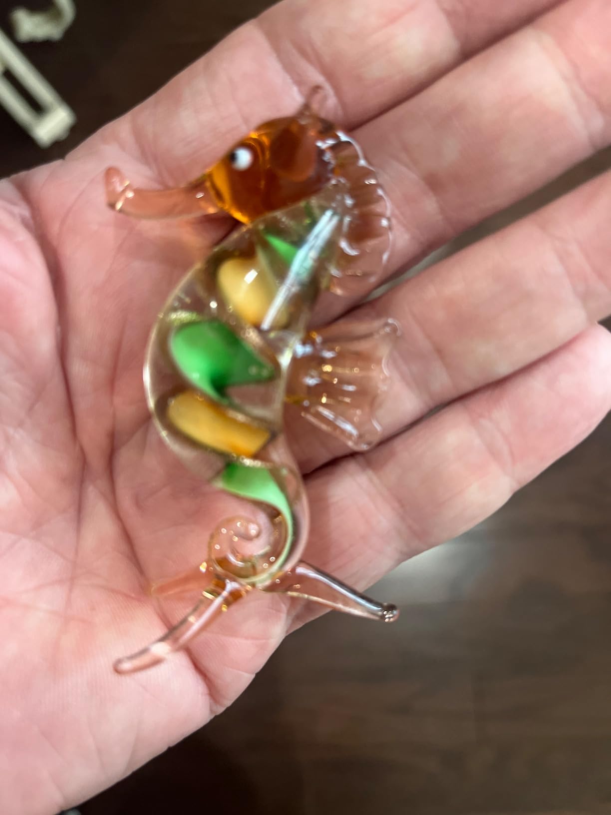 3'' Seahorse Art Glass Blown Miniature Sea Animal Figurine Collectible | Handmade Sea Horse, Ocean Sea Glass Decor, Unique Gift For Women Mom customer photo 1