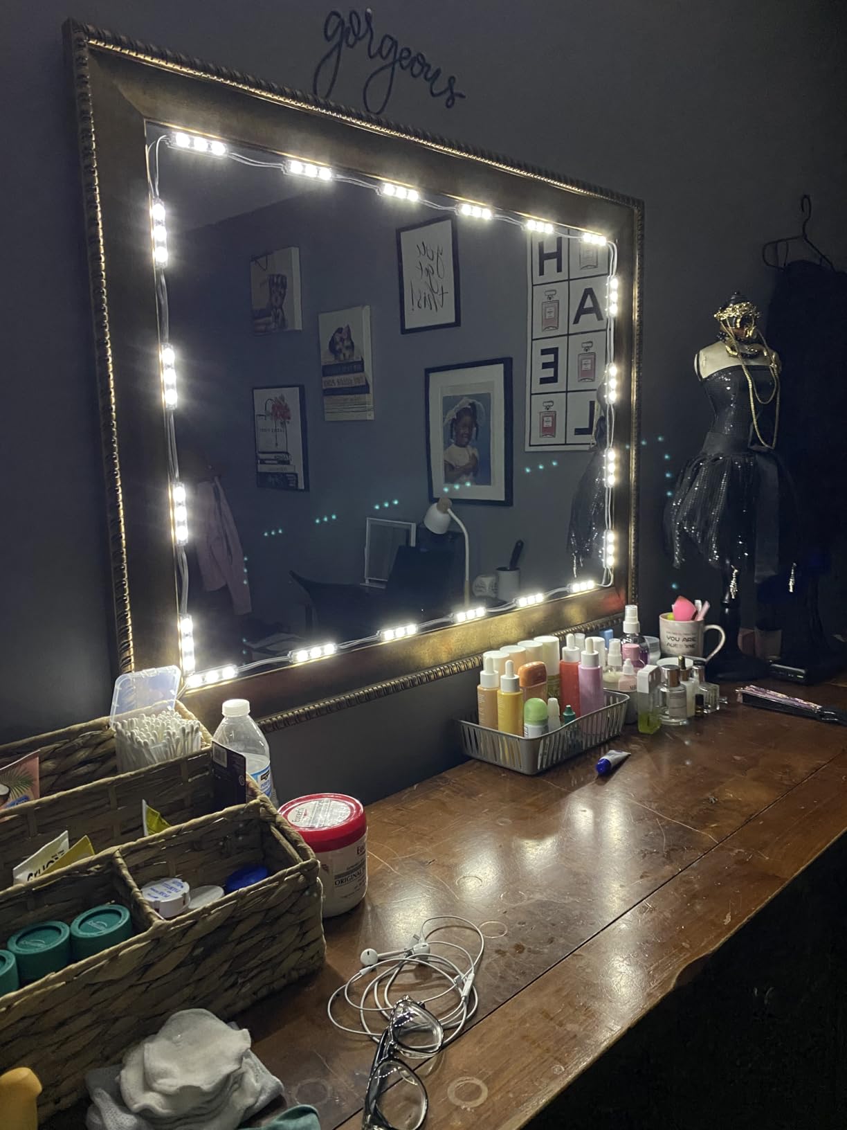 Led Vanity Mirror Lights, Hollywood Style Vanity Make Up Light, 10ft Ultra Bright White LED, Dimmable Touch Control Lights Strip, for Makeup Vanity Table & Bathroom Mirror customer photo 2