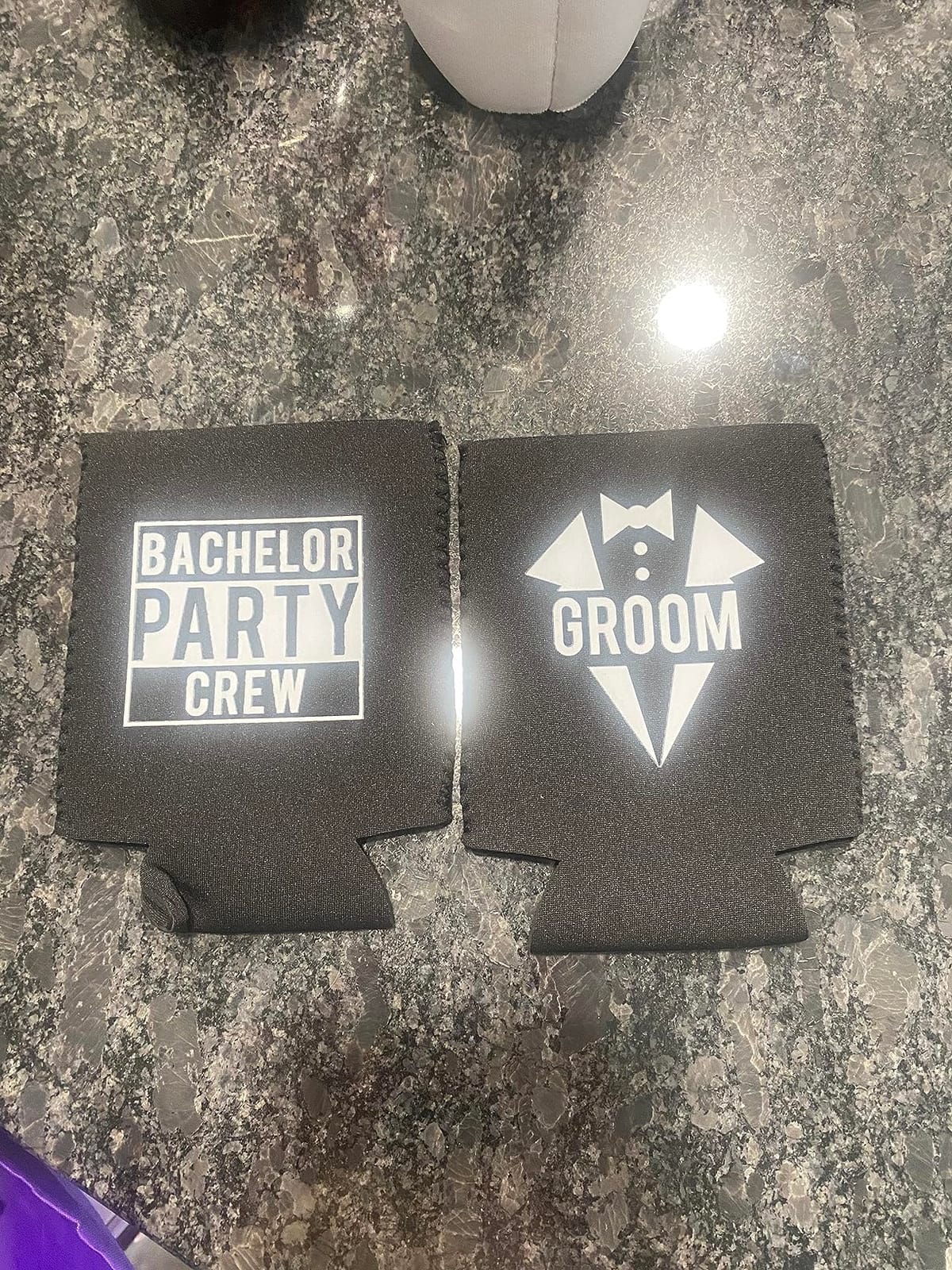 Groom and Bachelor Party Crew Squad Bachelor Party Can Coolers, Set of 12 White and Black Beer Can Coolies, Perfect Bachelor Party Decorations and as Grooms Men Gifts customer photo 1
