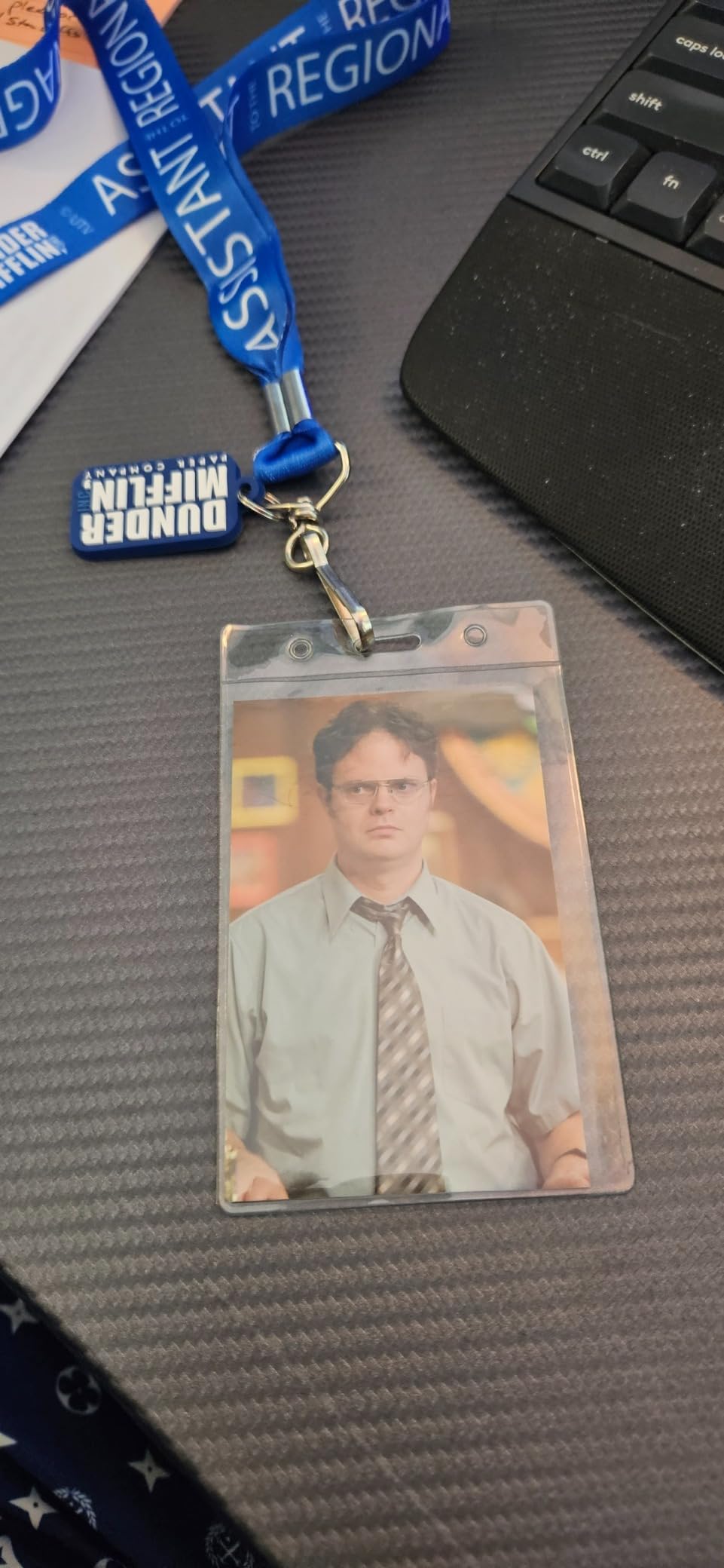 The Office Dunder Mifflin Costume Lanyard Dwight or Michael Clear ID Badge Holder customer photo 1