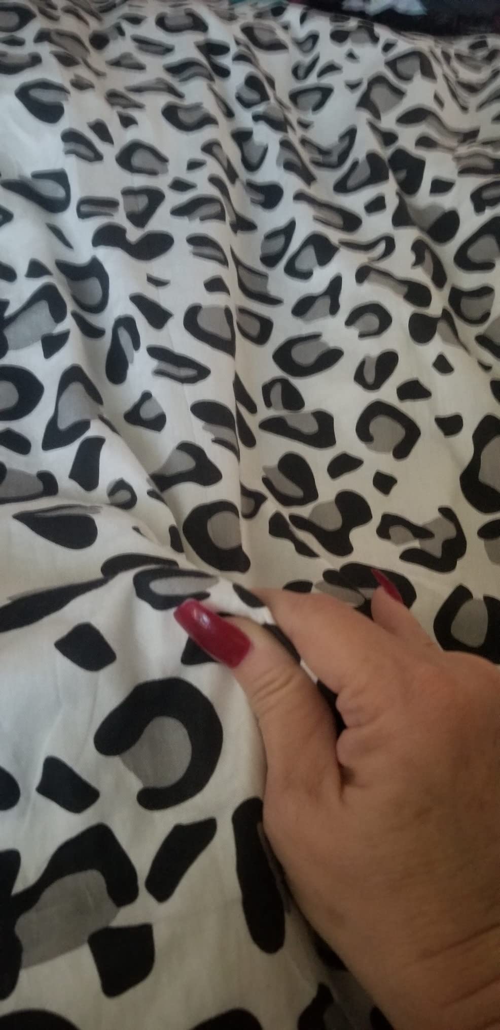 SUSYBAO Black White Cheetah Duvet Cover Queen 100% Cotton 3 Pcs Set 1 Grey Snow Leopard Duvet Cover with Zipper Ties 2 Pillowcases Luxury Soft Gray Animal Print Bedding Set Breathable customer photo 1