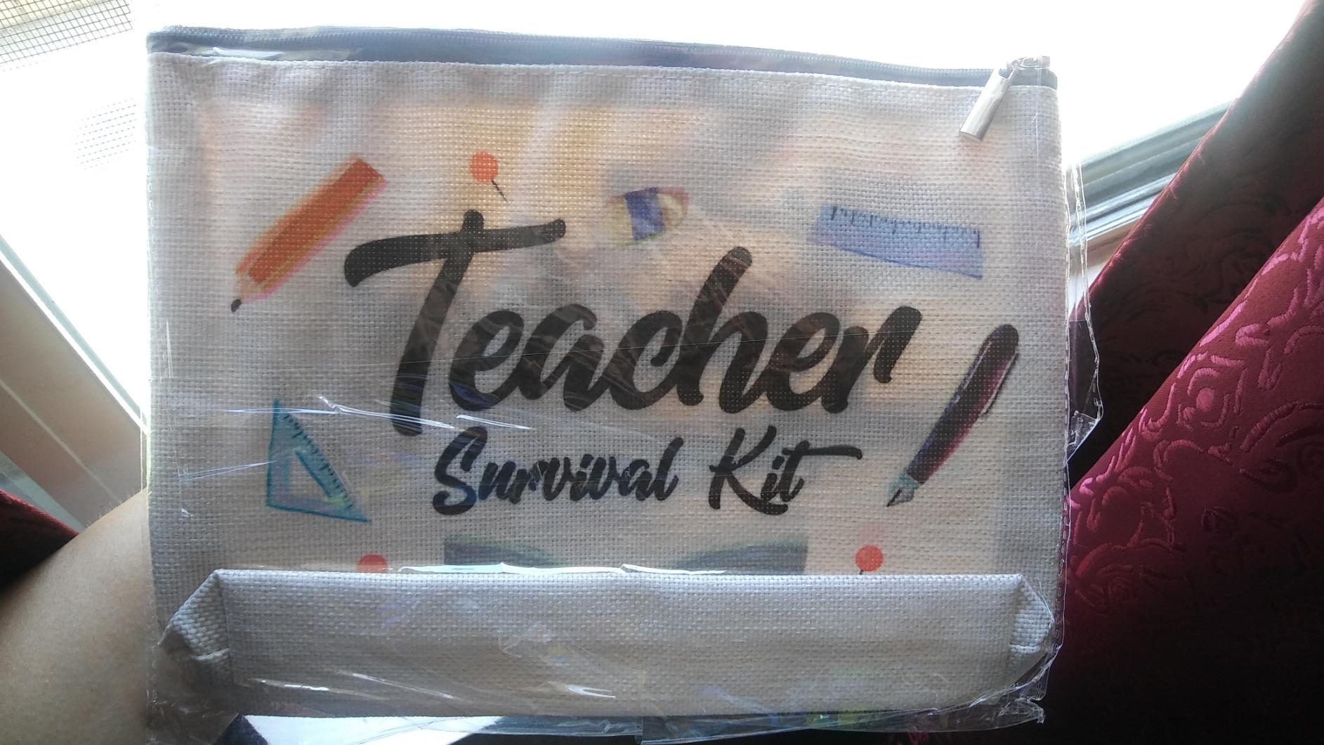 Teacher Survival Kit Makeup Bag Funny Teacher Appreciation Gifts | Teacher Supplies Cosmetic Bag, Back to School Gift for New Teachers, Christmas Birthday Gifts for Women, Coworker customer photo 2