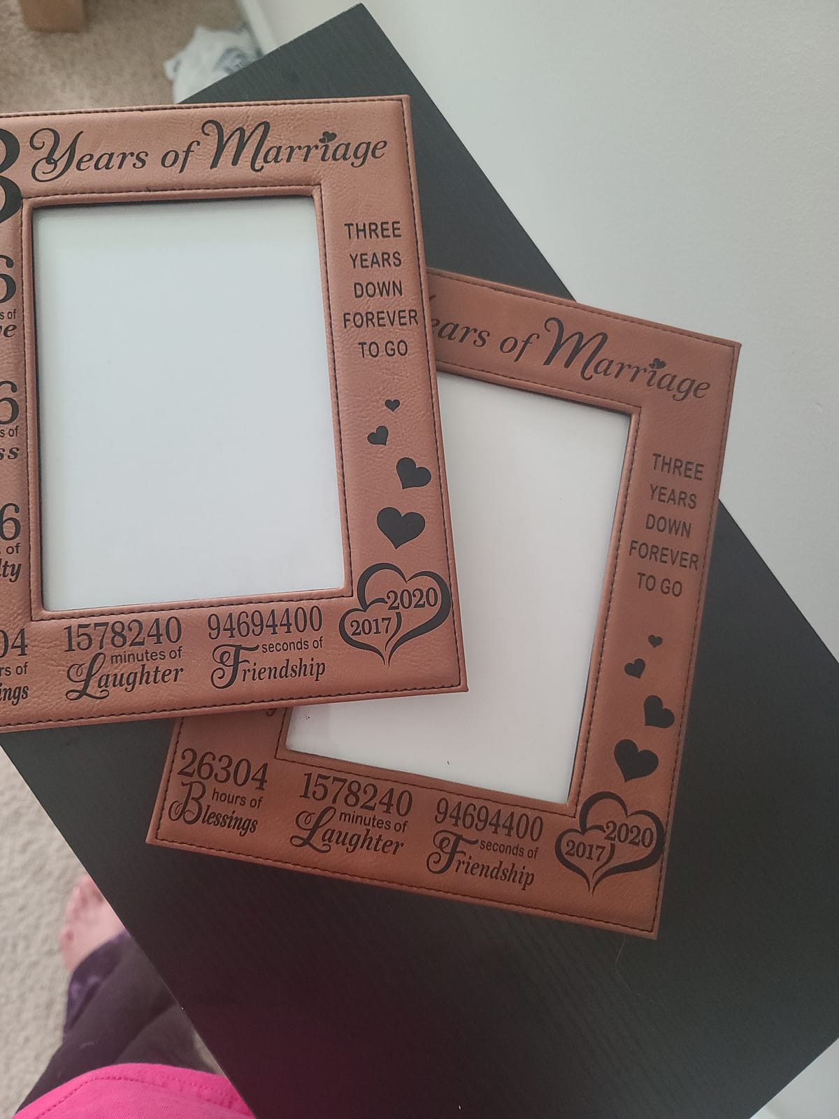 KATE POSH 3rd Anniversary Engraved Rawhide Leather Picture Frame (5x7 Horizontal) customer photo 2