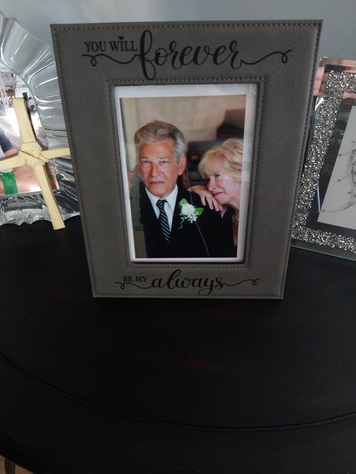 KATE POSH You Will Forever by My Always Engraved Leather Frame - Engagement, Wedding, 3rd Anniversary, I Love You Gifts for Couples (4x6-Vertical) customer photo 1
