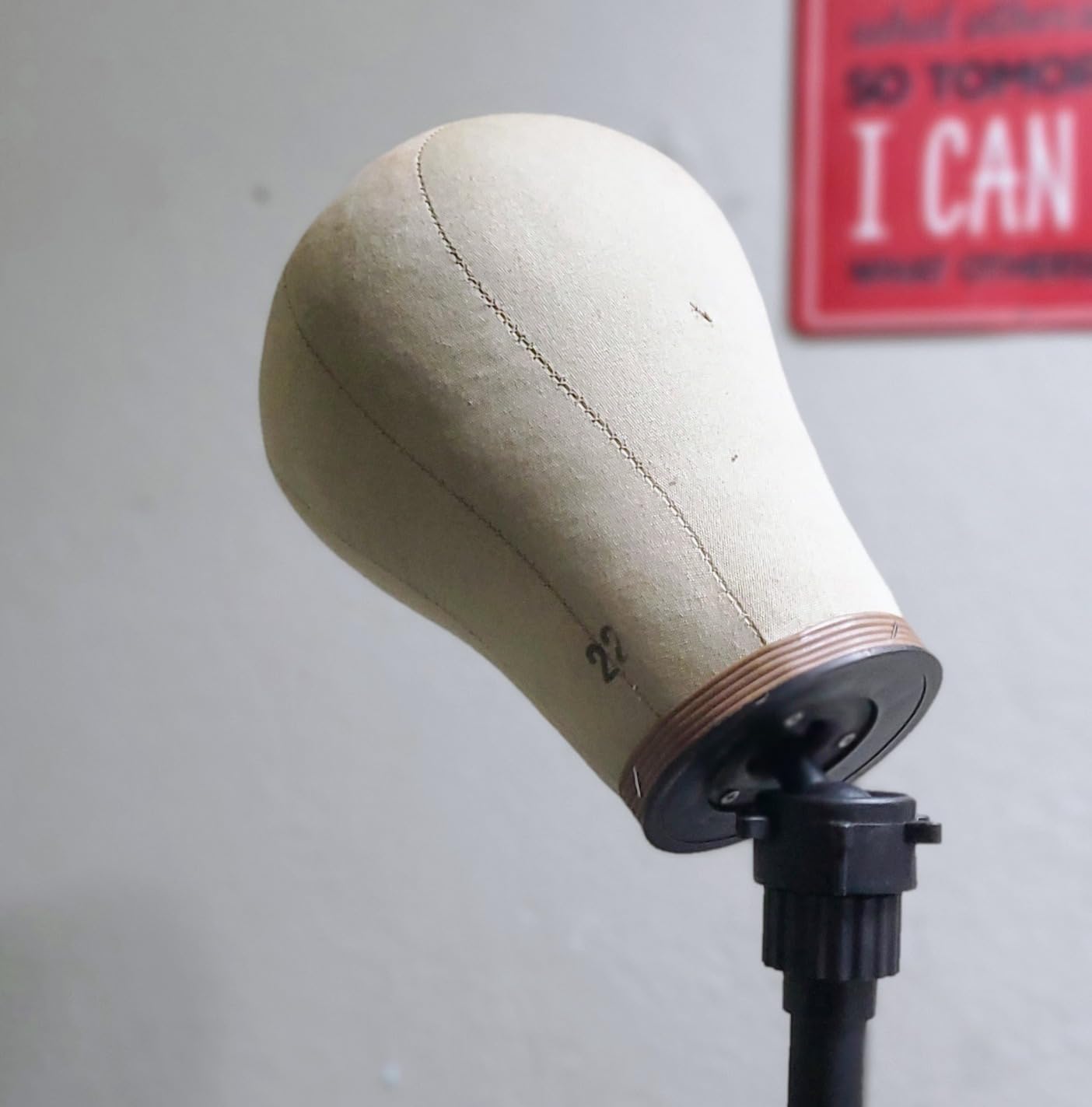Klvied Wig Stand Tripod, Adjustable 34.64-51.48in, 0.8in Top Base | Includes carrying bag, T-pins, wig caps, comb and hair clips. Black. Mannequin head not included. customer photo 2