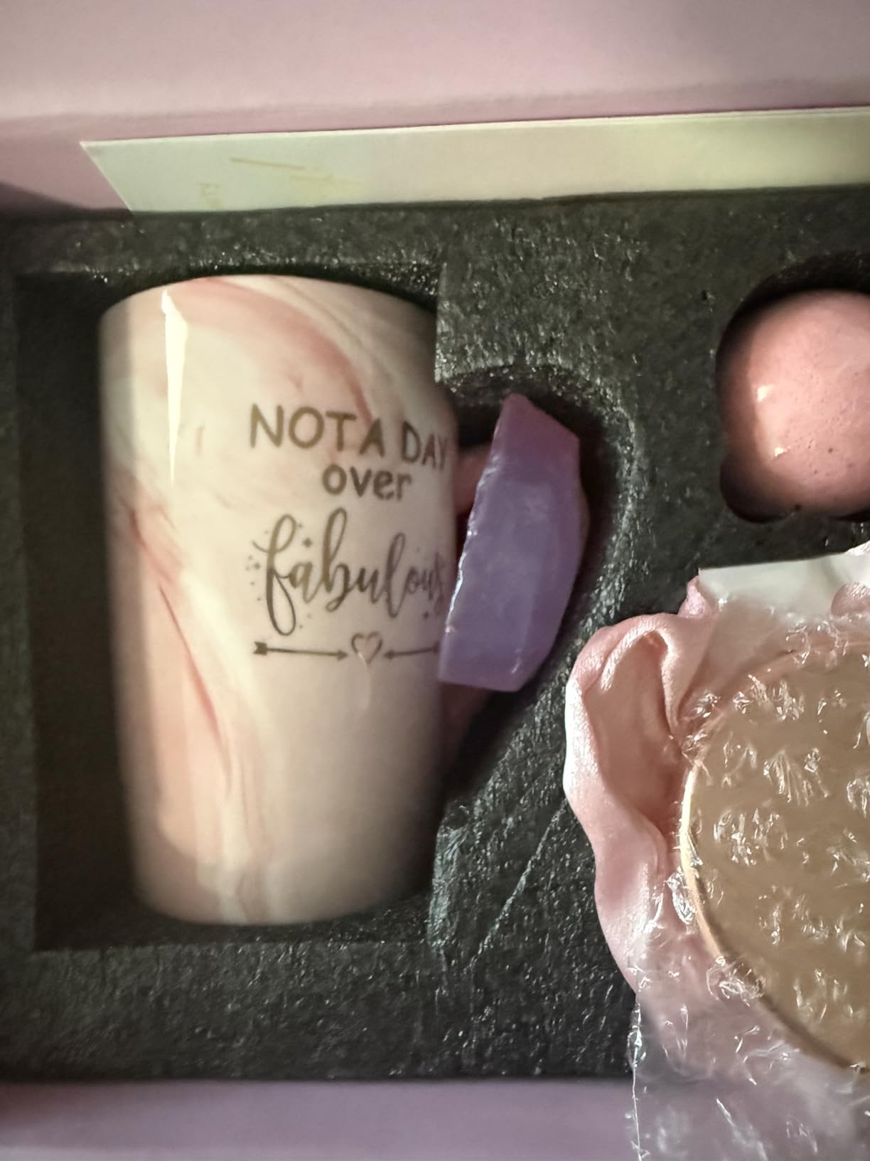 Jumway Not A Day Over Fabulous Mug Gifts Set, Birthday Gifts for Women, Funny Birthday Gift Ideas for Her, Friends, Coworkers, Wife, Mom, Daughter, Sister, Aunt Ceramic Marble Mug 14 Oz customer photo 2