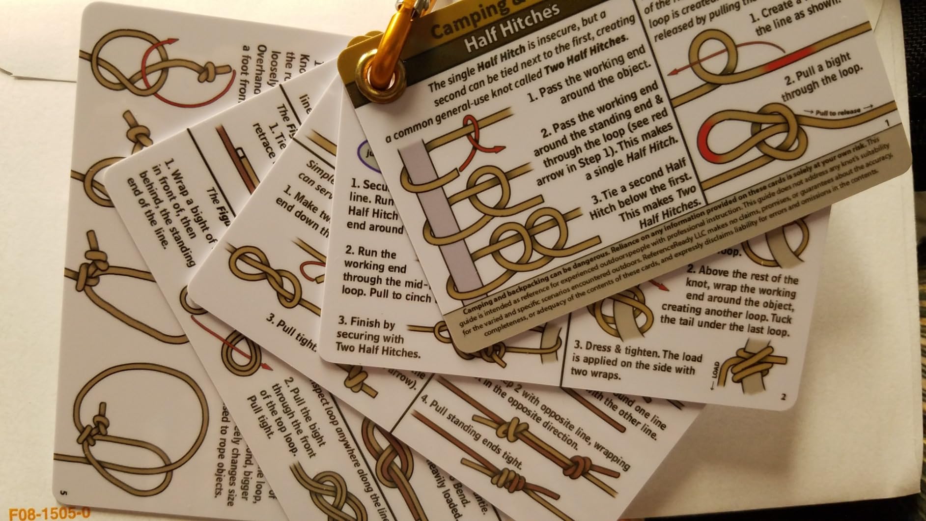 ReferenceReady Outdoor Knot Cards: 22 Knots - Camping, Backpacking, Scouts | Waterproof pocket guide with mini carabiner for camping, backpacking essentials, and safety survival gear & bushcraft customer photo 2