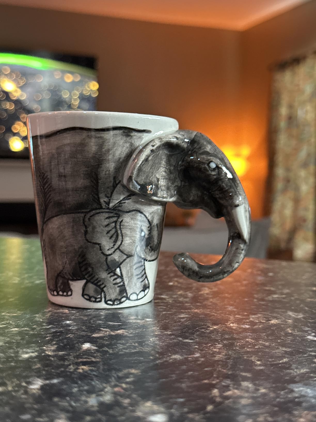 IYARA CRAFT Elephant Mug 11 oz - Handmade Ceramic Coffee Mug with 3D Elephant Handle, Microwave & Dishwasher Safe Tea Cup, Unique Elephant Gifts for Women, Animal Lovers, Mom, Christmas & Birthday customer photo 1