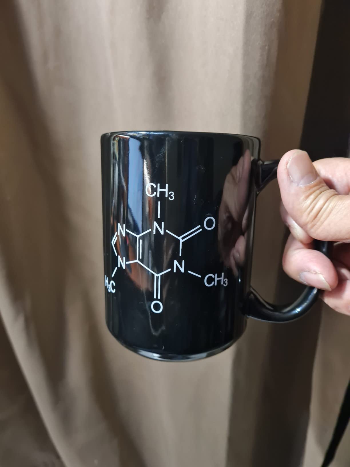 Artisan Owl Caffeine Molecule Mug - Large 15 oz Black Ceramic Chemistry Coffee Cup Present for Science Nerds, Researchers, Lab Tech, Scientists, Chemists, Teachers and Pharmacists customer photo 1