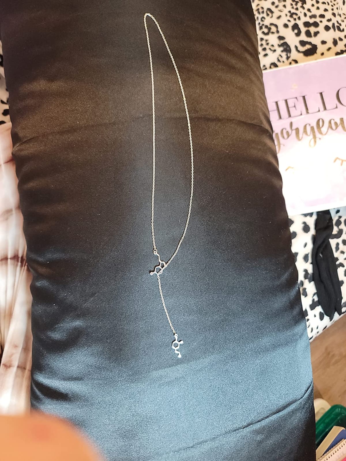 Happiness Serotonin Molecule Dopamine Molecule Lariat Y Necklace, Science Geek Jewelry customer photo 1