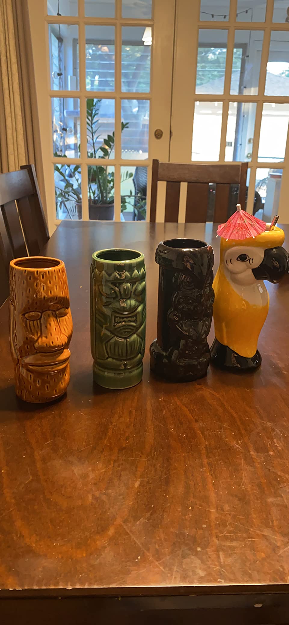 Tiki Mugs Cocktail Set of 4 - Tumblers Ceramic Hawaiian Luau Party Mugs Drinkware, Cute Exotic Cocktail Glasses, Tiki Bar Professional Hawaiian Party Barware, TKSET0003 (4PCS) customer photo 2