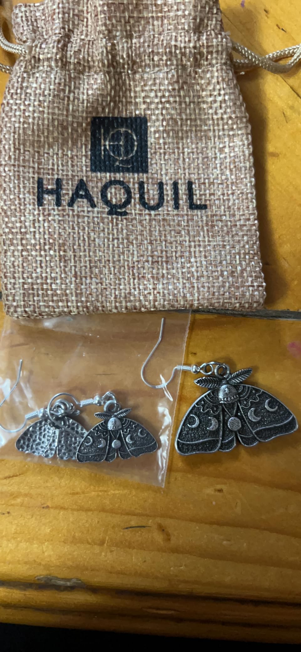 HAQUIL Moon Phase Luna Moth Dangle Drop Earrings, Wiccan Jewelry Gift customer photo 2