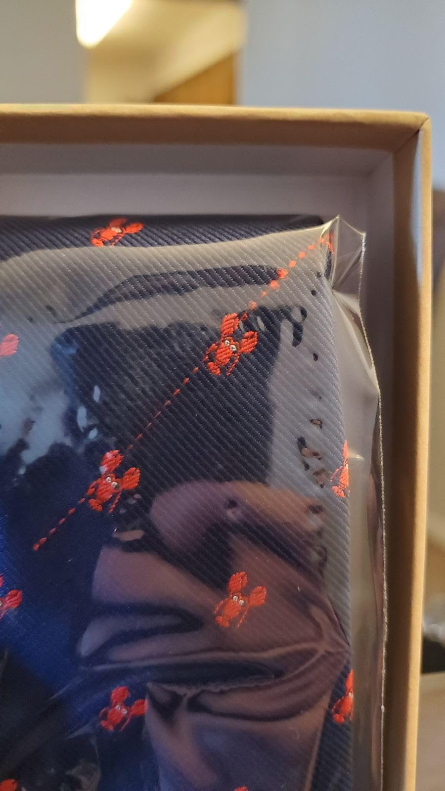 Red Lobster Pattern Necktie With Gift Box Red Color Lobster Navy Tie customer photo 2