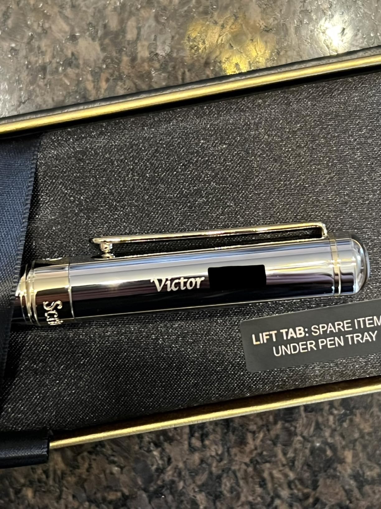 Scriveiner Silver Chrome Ballpoint Pen - Luxury Pen with Real Gold Plating customer photo 1