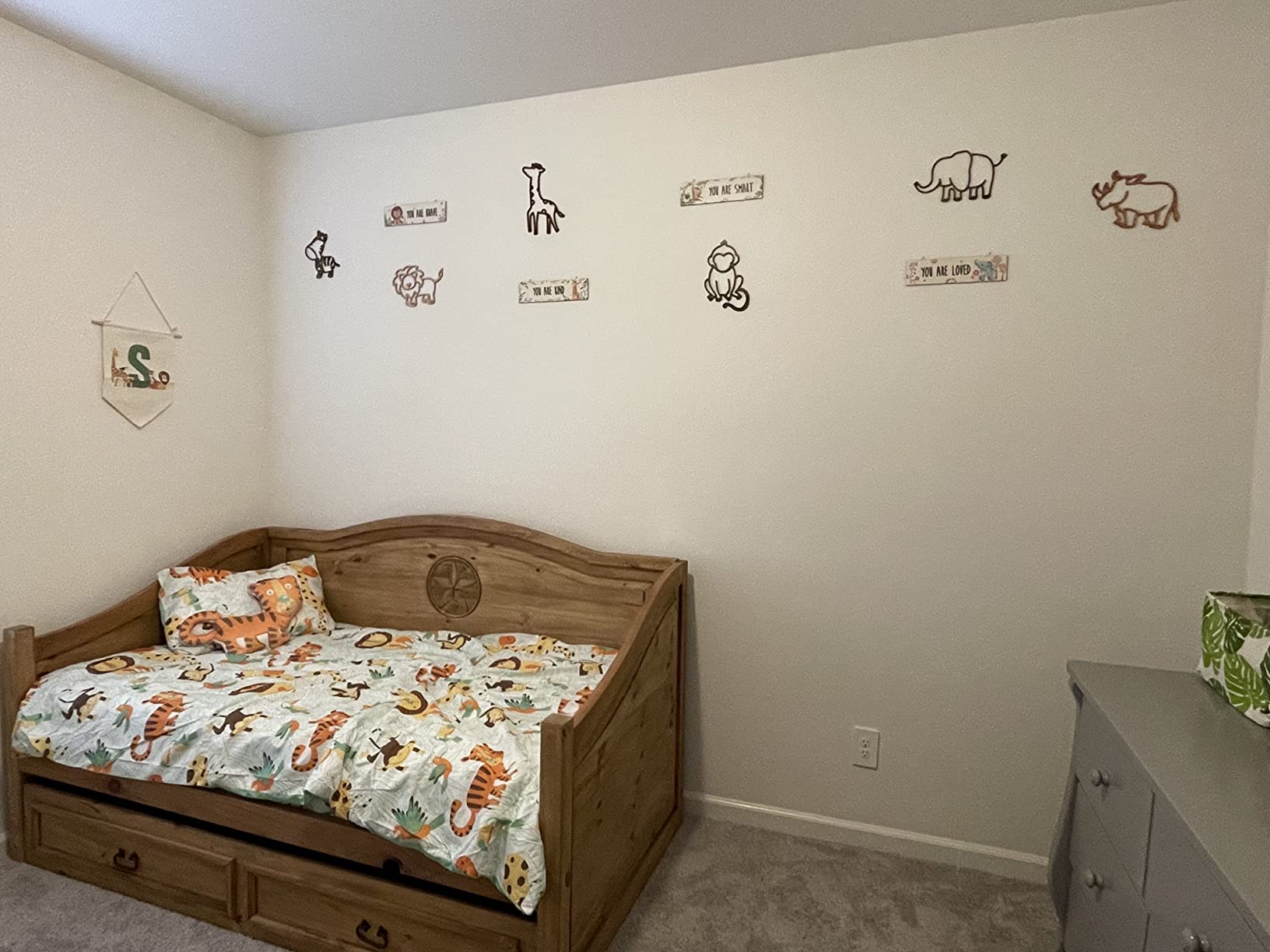 WPM Kids Collection Bedding 4 Piece White Green Safari Forest Jungle Print Twin Size Comforter Set customer photo 1