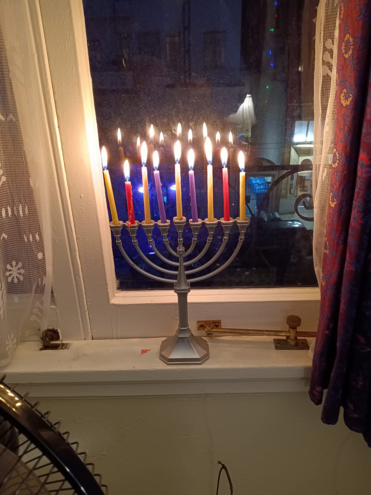 Complete Hanukkah Menorah Kit Traditional Candle Menorah - Satin Silver, 44 Hanukkah Candles, 4 Dreidels, Chanukah Guide, Sack of Chocolate Gelt - Complete Chanukah Bundle by Zion Judaica customer photo 1