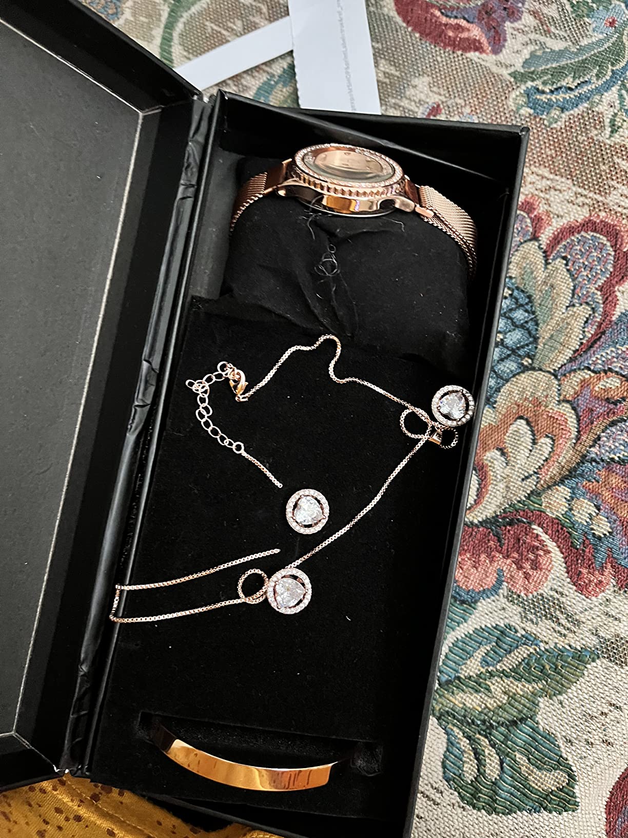 Gifts for Women Jewelry Sets, 4 Pieces Rose Gold Women's Watch Necklace Earring Bracelet Birthday Gifts customer photo 1