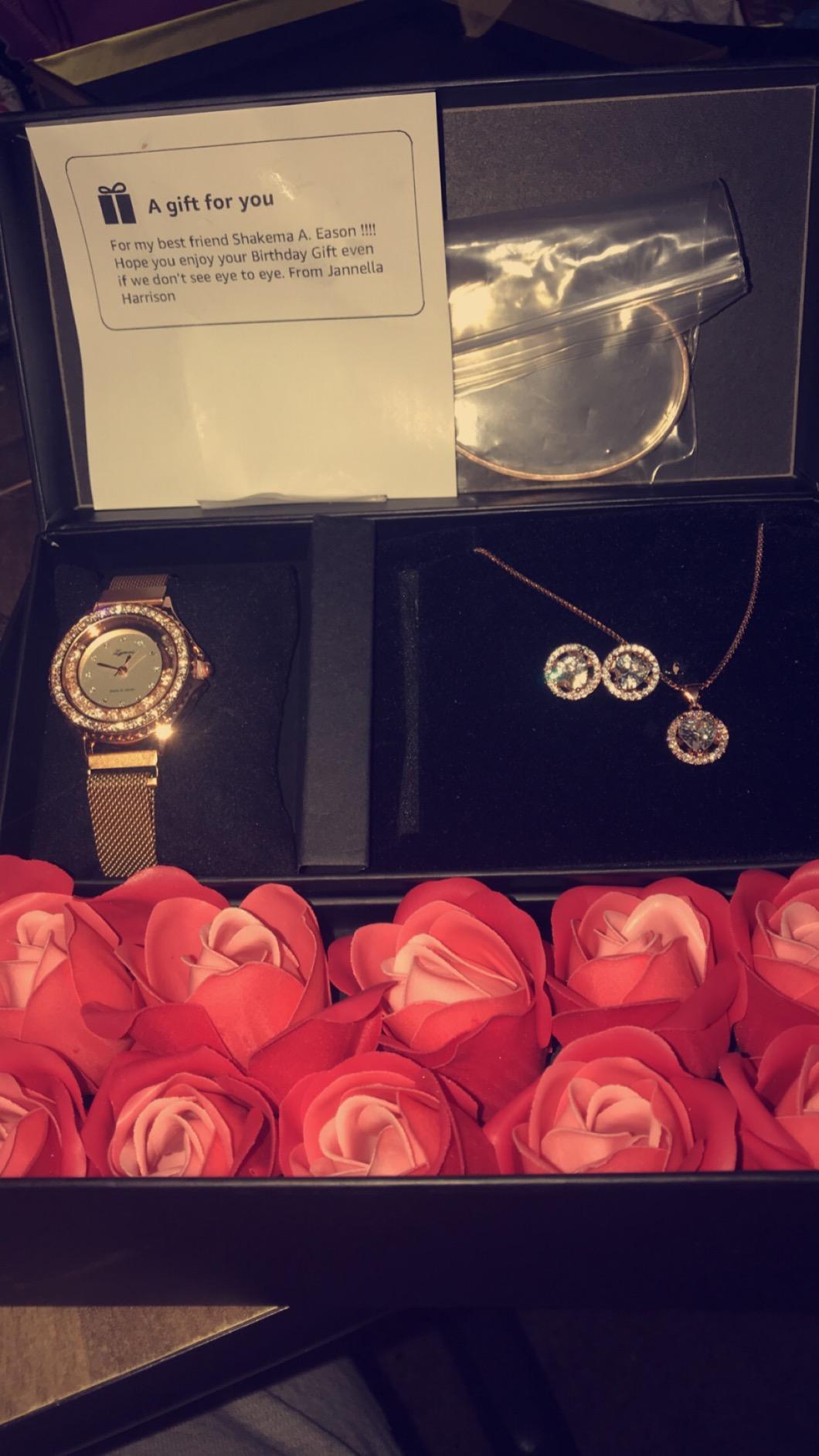 Gifts for Women Jewelry Sets, 4 Pieces Rose Gold Women's Watch Necklace Earring Bracelet Birthday Gifts customer photo 2