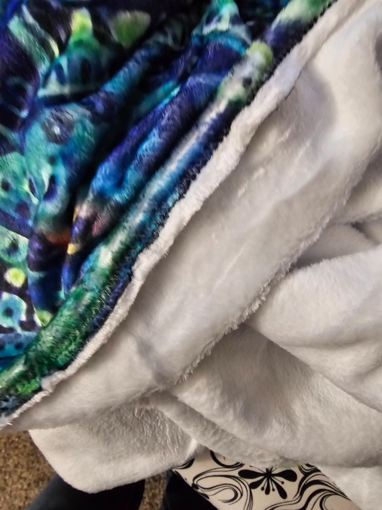 Peacock & Vintage Botanical Flannel Fleece Throw - Ultra Soft, Cozy, Warm & Lightweight Microfleece Blanket (50