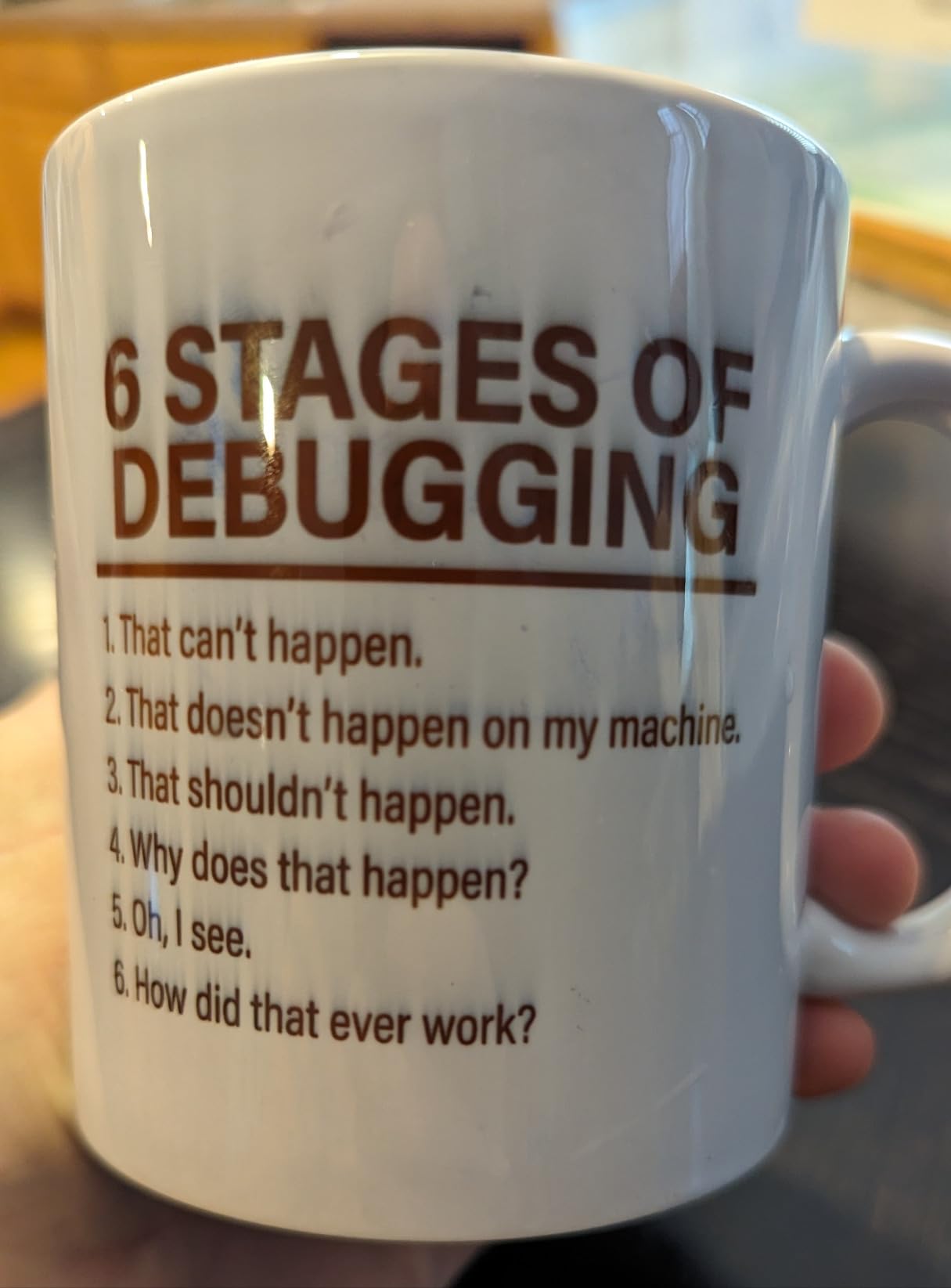 Panvola Stages Of Debugging Computer Programmer Gift Funny Programming Mug For Dad Husband Boyfriend Coworker 11 oz White Coffee Cup customer photo 1