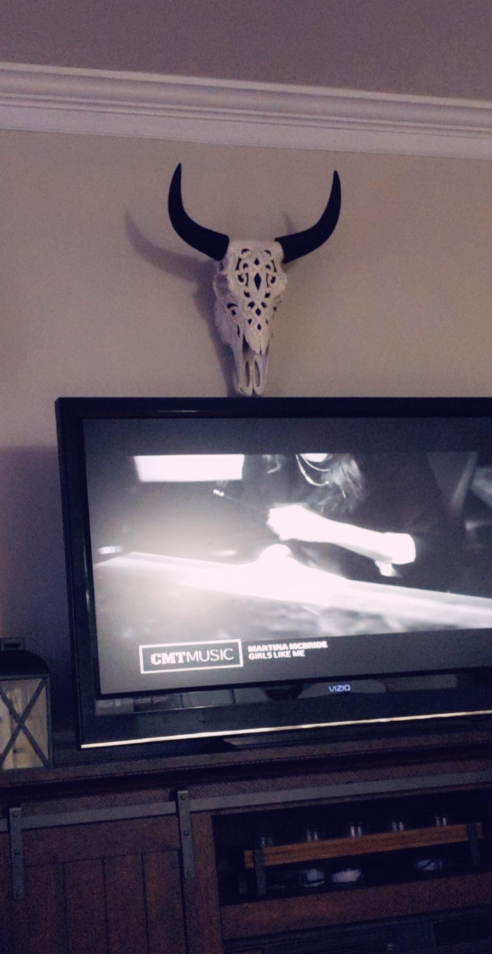 Wallcharmers Cow Skull Carved White + Black Faux Steer Skull - 19