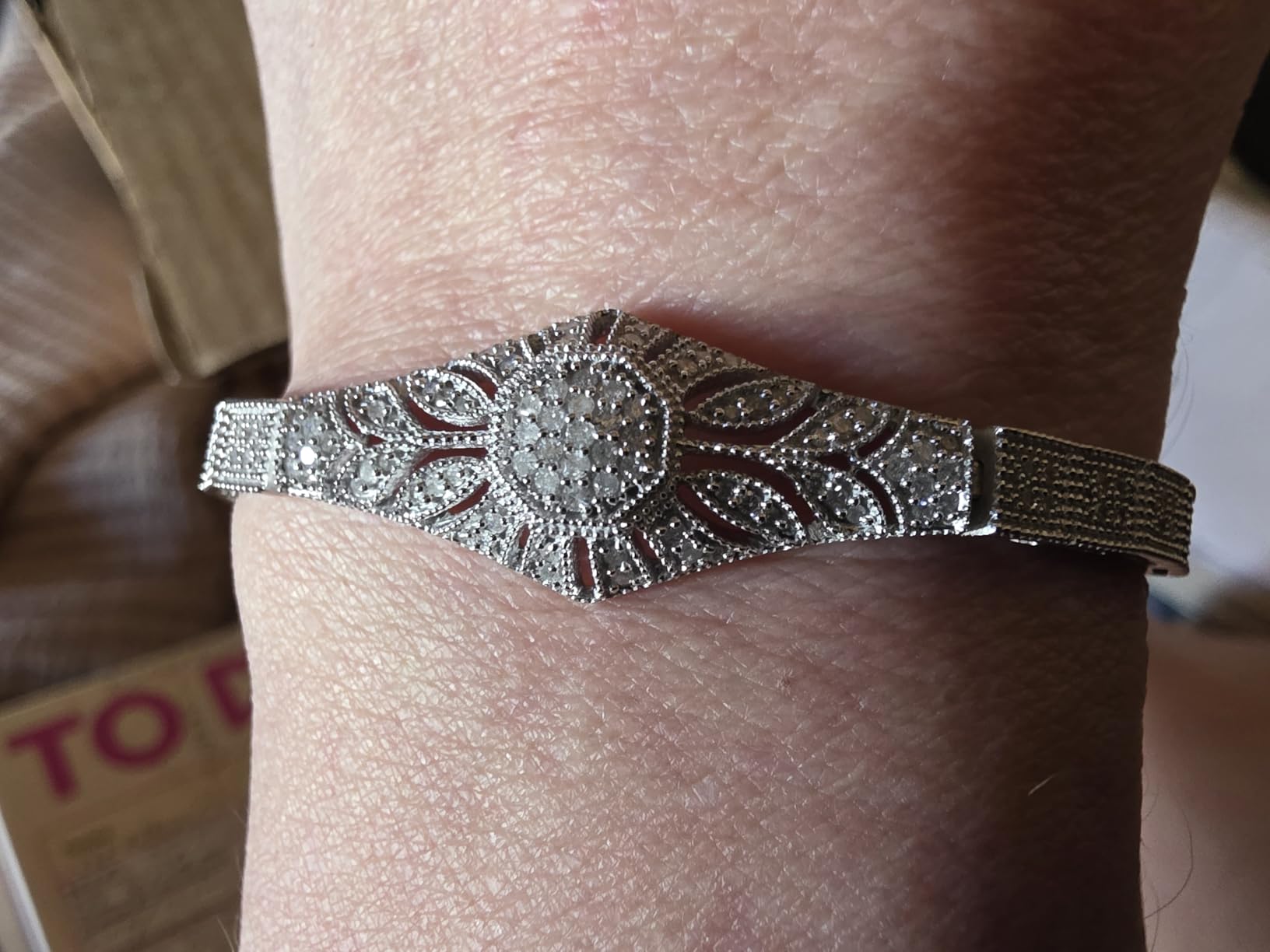 Ross-Simons 0.50 ct. t.w. Diamond Floral Openwork Bolo Bracelet in Sterling Silver customer photo 2