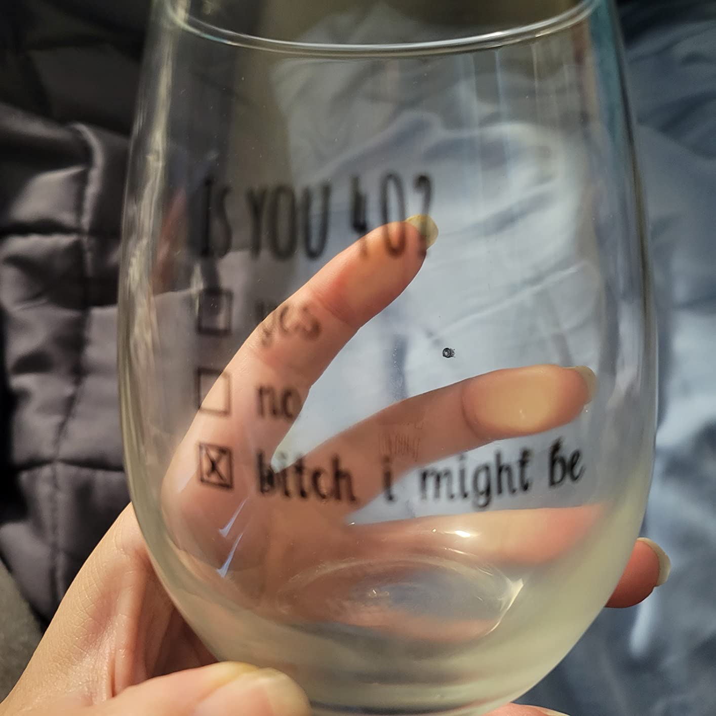 Gelid 40th Birthday Gifts for Women and Men Wine Glass - Funny Is You 40 Gift Idea for Mom Dad Husband Wife - 40 Year Old Party Supplies Decorations for Him, Her - 15oz customer photo 2