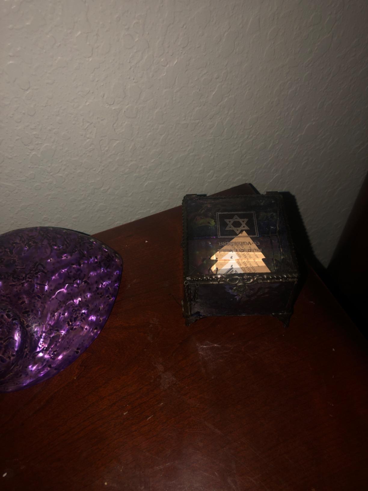 Bat Mitzvah Gifts for Girls Personalized Keepsake Engraved Jewish Star of David Purple Stained Glass Jewelry Box customer photo 1