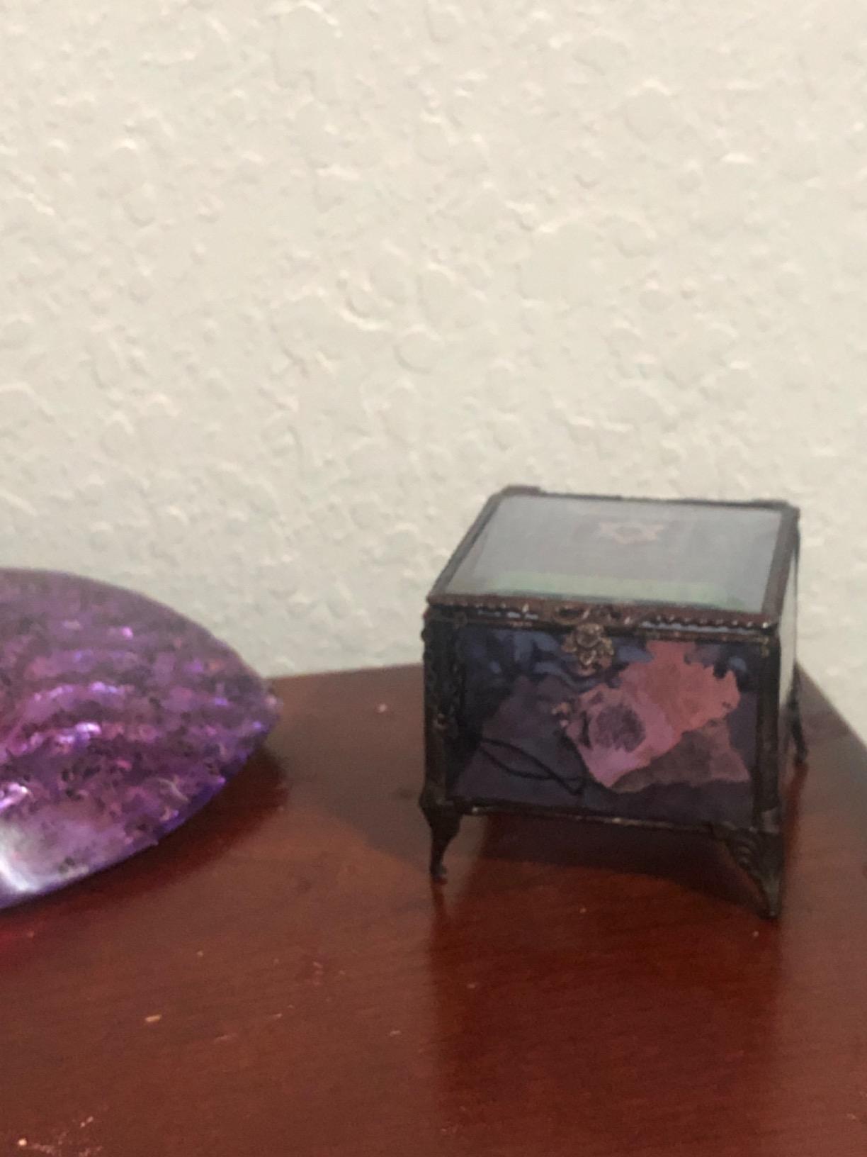 Bat Mitzvah Gifts for Girls Personalized Keepsake Engraved Jewish Star of David Purple Stained Glass Jewelry Box customer photo 2