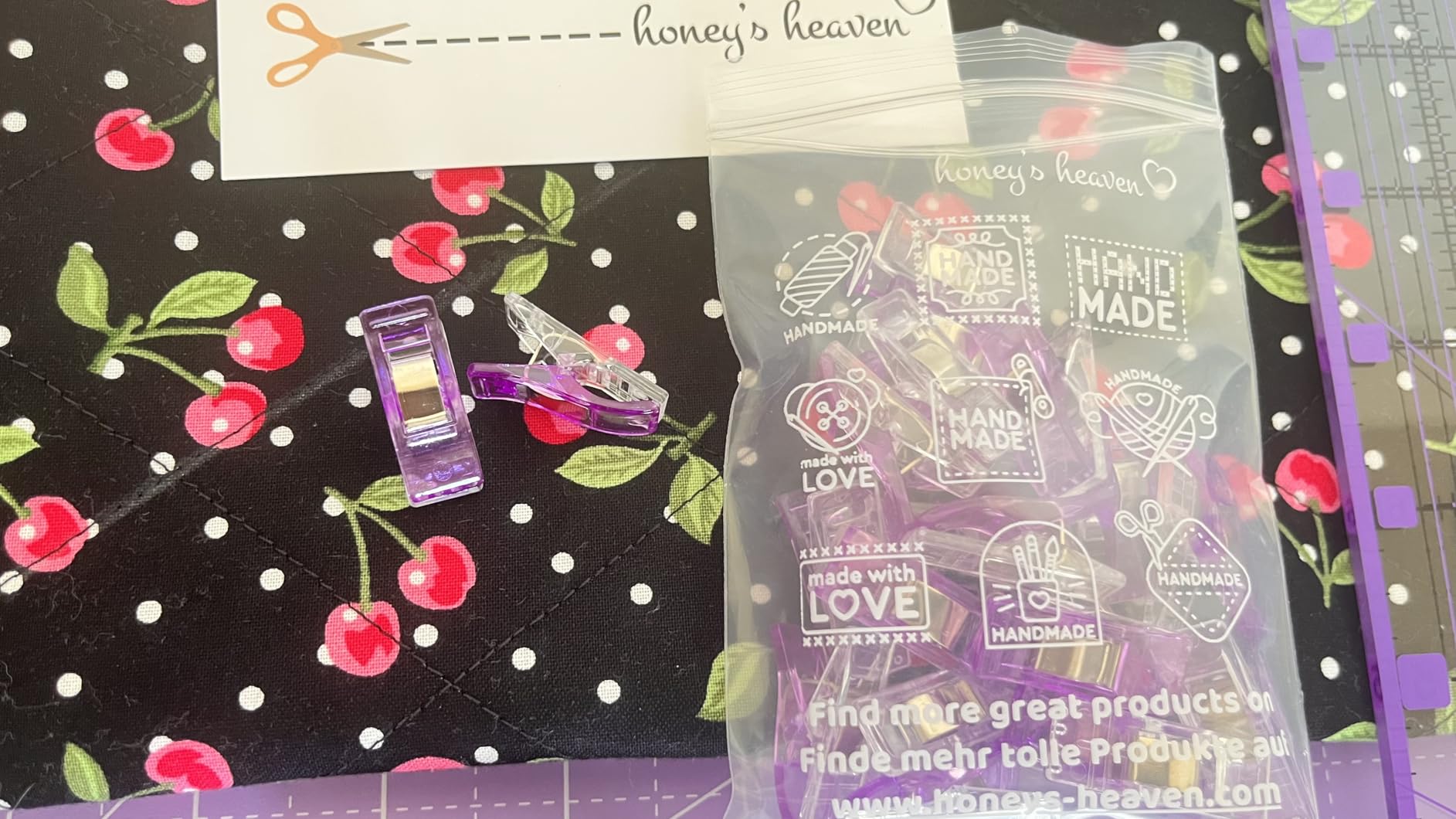 Rotary Cutter Set lavender - Quilting Kit incl. 45mm Fabric Cutter, 5 Replacement Blades, A3 Cutting Mat, Acrylic Ruler and Craft Clips - Ideal for Crafting, Sewing, Patchworking, Crochet & Knitting customer photo 2