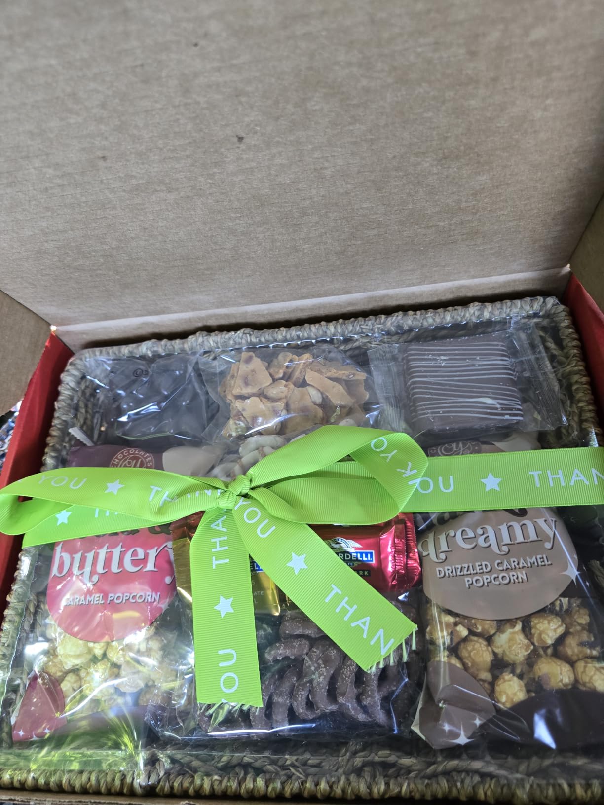 A Gift Inside Thank You Gift Basket, Gourmet Chocolate Gift Basket with Caramel Popcorn, Chocolates & Sweet Treats, Appreciation Gift for Coworkers, Employees, Teachers & Clients customer photo 2