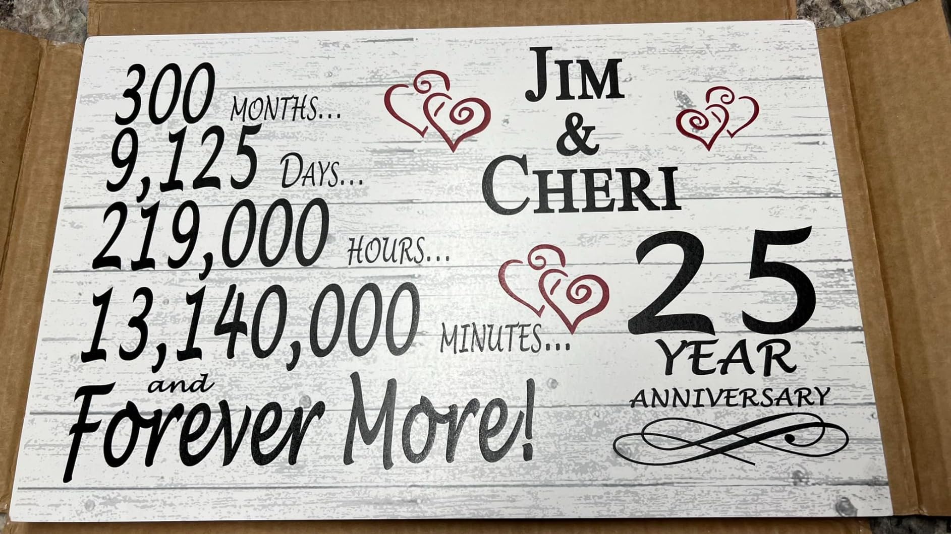 Personalized 60 Year Anniversary Sign Gift 60th Wedding Anniversary Present For Couple Days Minutes Years - Solid Wood - 16.5in x 10.5in x .75in customer photo 1