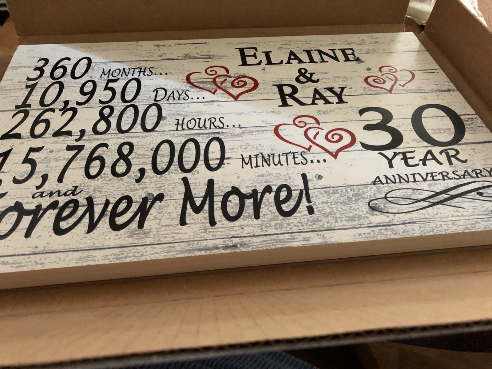Personalized 60 Year Anniversary Sign Gift 60th Wedding Anniversary Present For Couple Days Minutes Years - Solid Wood - 16.5in x 10.5in x .75in customer photo 2