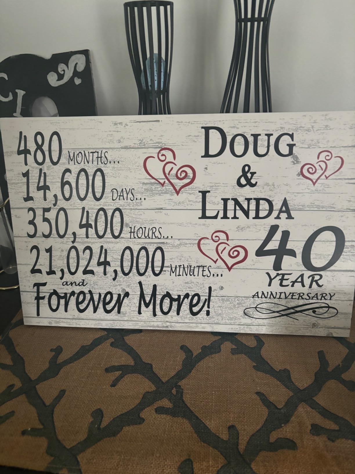 Personalized 35 Year Anniversary Sign Gift 35th Wedding Anniversary Present For Couple Days Minutes Years - Solid Wood - 16.5in x 10.5in x .75in (35 Year) customer photo 2