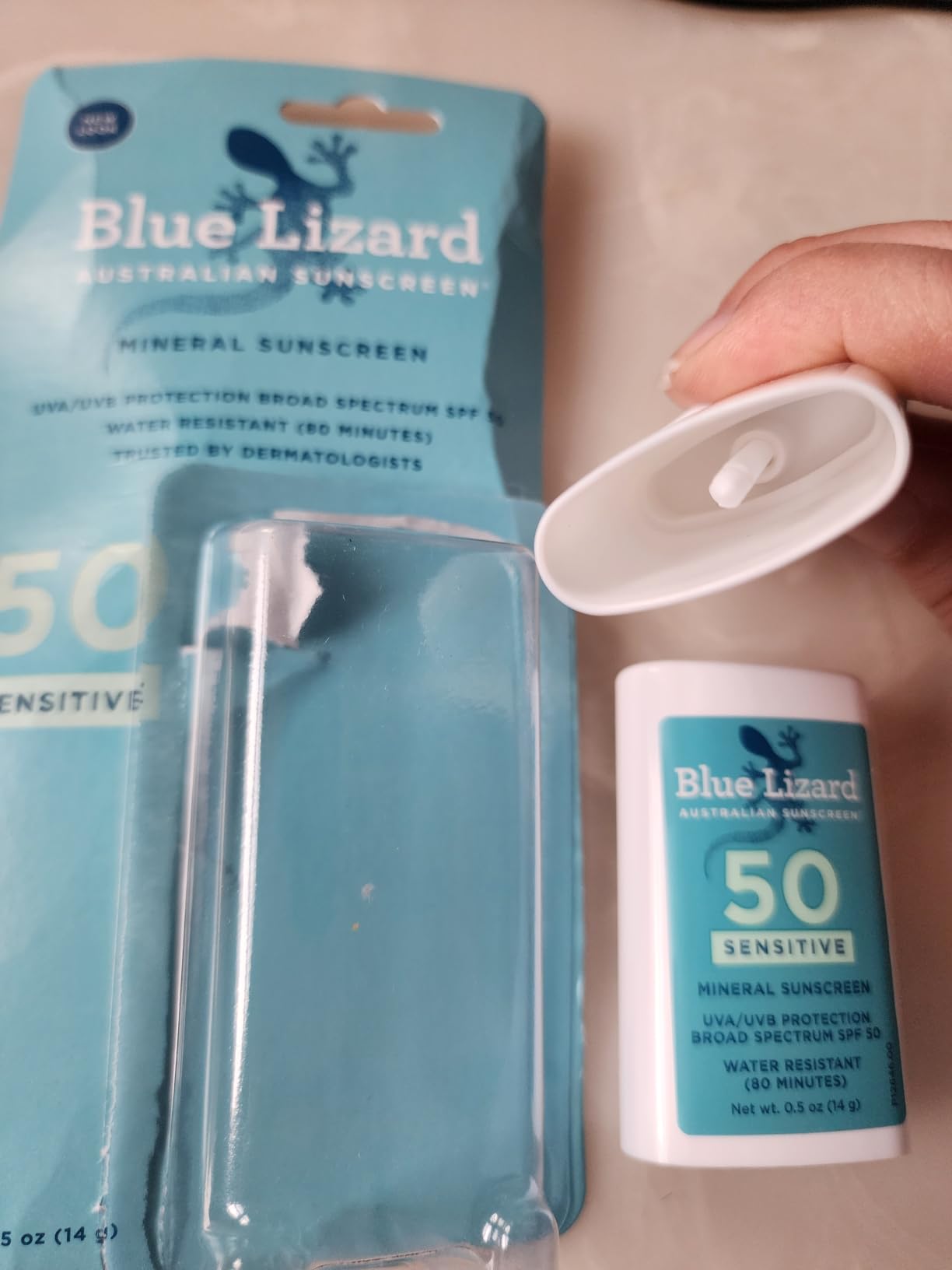 Blue Lizard Sensitive Mineral SPF 50 Sunscreen Lotion, 100% Mineral Sunscreen, UVA/UVB Protection, Infused with organic Aloe Vera, Soothes and Hydrates, 5 fl oz customer photo 1