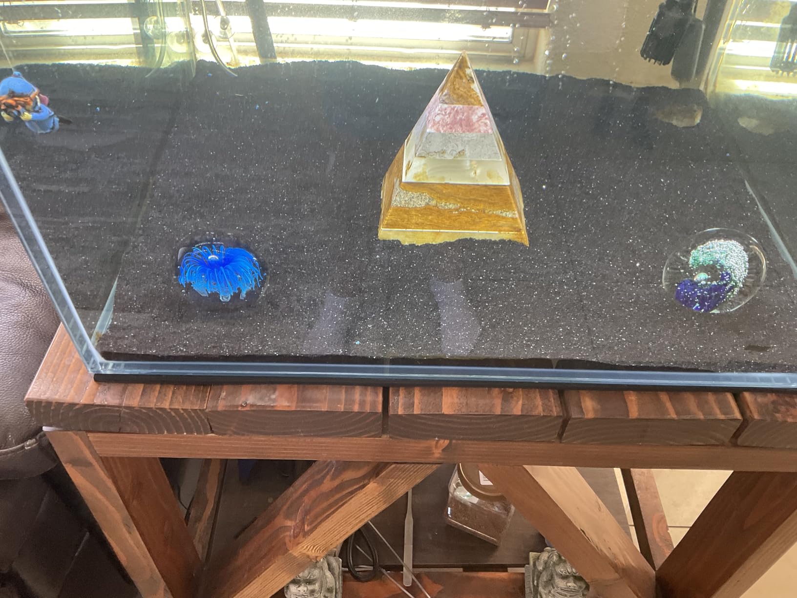 Blue Hand Blown Glass Anemones Sculpture, 3.15x3.15x3.15 inches, 1.52 lbs, Paperweight, Fish Tank Ornament, Figurine Gift Box, Home Decoration customer photo 2