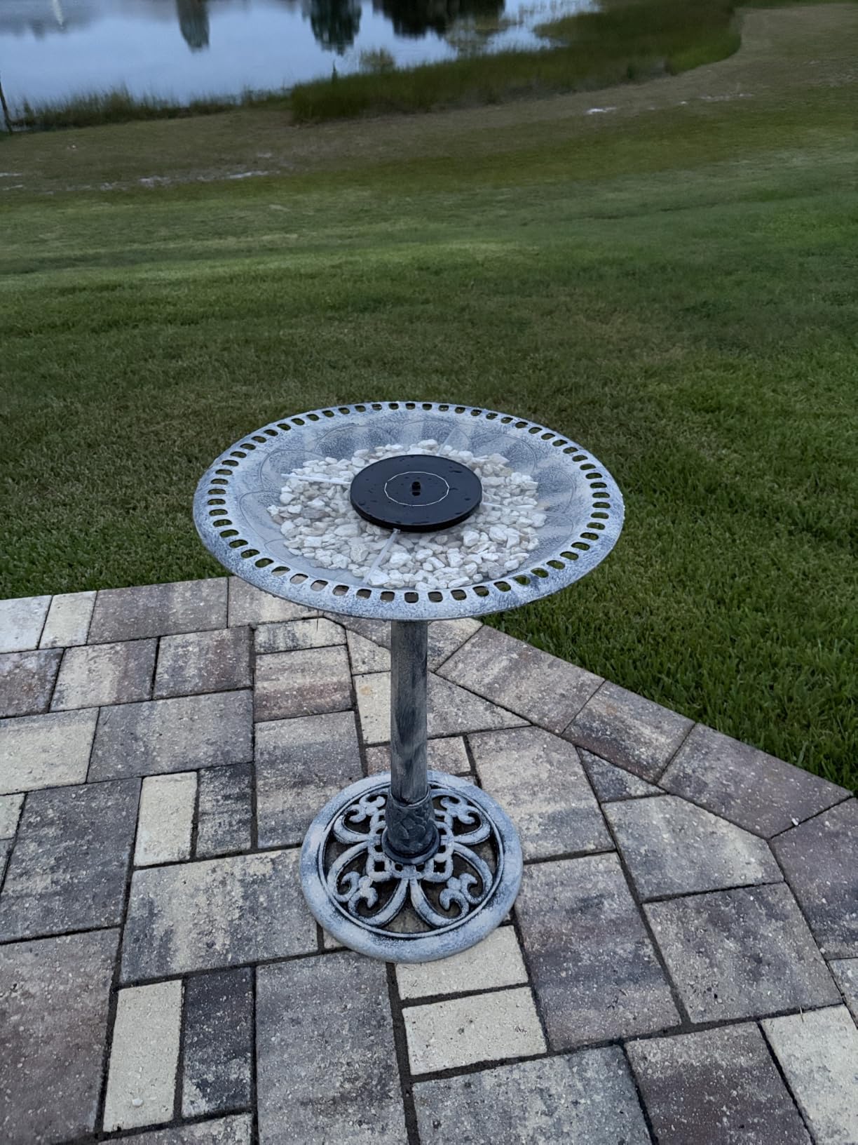VIVOHOME Bird Bath with Solar Fountain for Outside, Pedestal, Gray | Solar-Powered Pump, Weather-Resistant Polyresin, 20-Inch Bowl, for Outdoor/Garden, Bird-Friendly, Easy to Clean customer photo 1