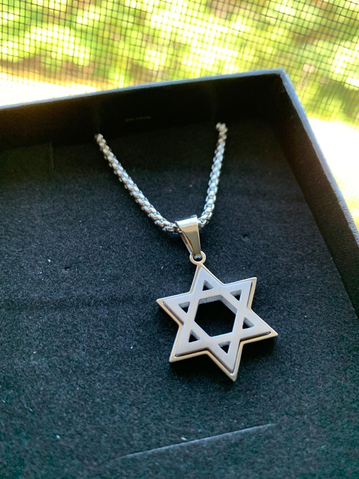 Stainless Steel Star of David Necklace for Men & Women, 16-24 Inch Box Chain customer photo 1