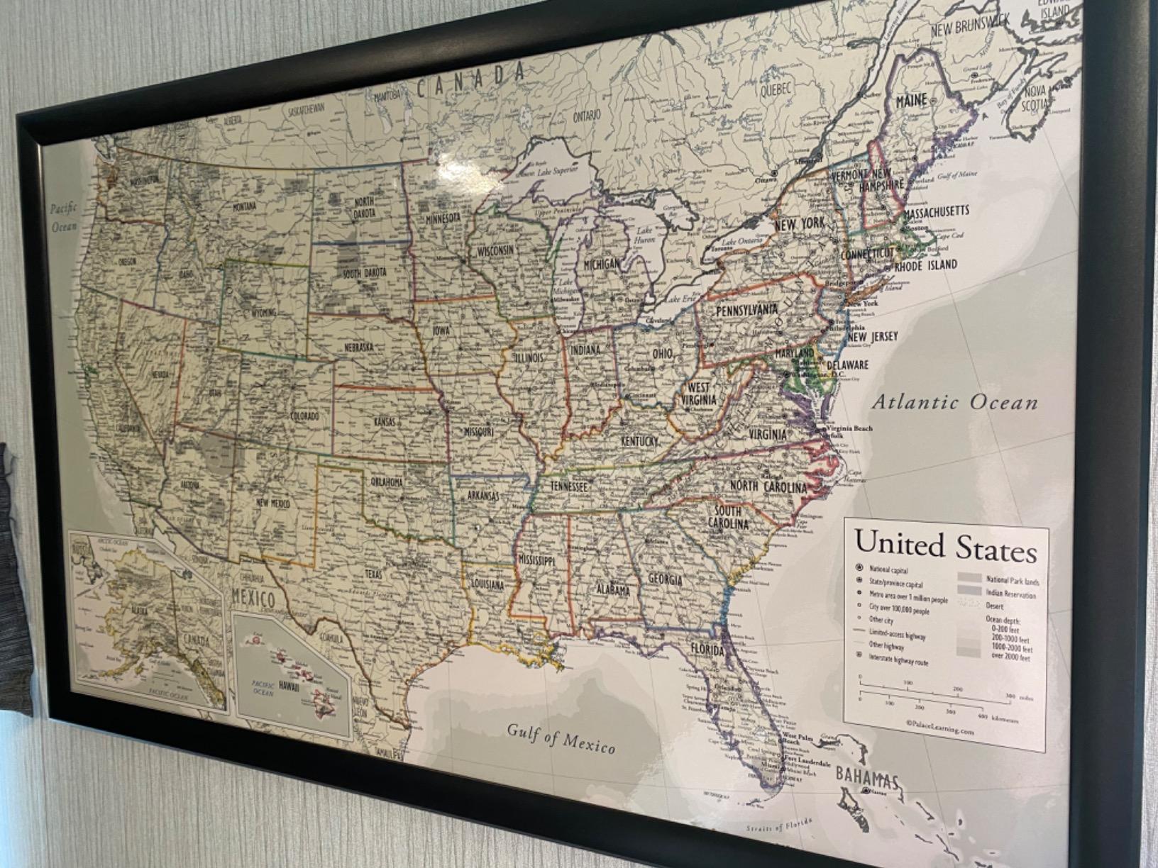 Antique Style USA Map - Wall Chart Map of The United States of America - Made in The USA - Updated (LAMINATED, 18