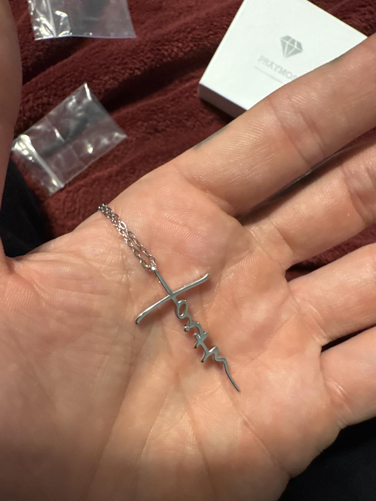 PRAYMOS Faith Cross Necklace for Women 925 Sterling Silver Pendant Necklace With Birthstone Initial Christian Religious Confirmation Baptism Mothers Day Gifts customer photo 1