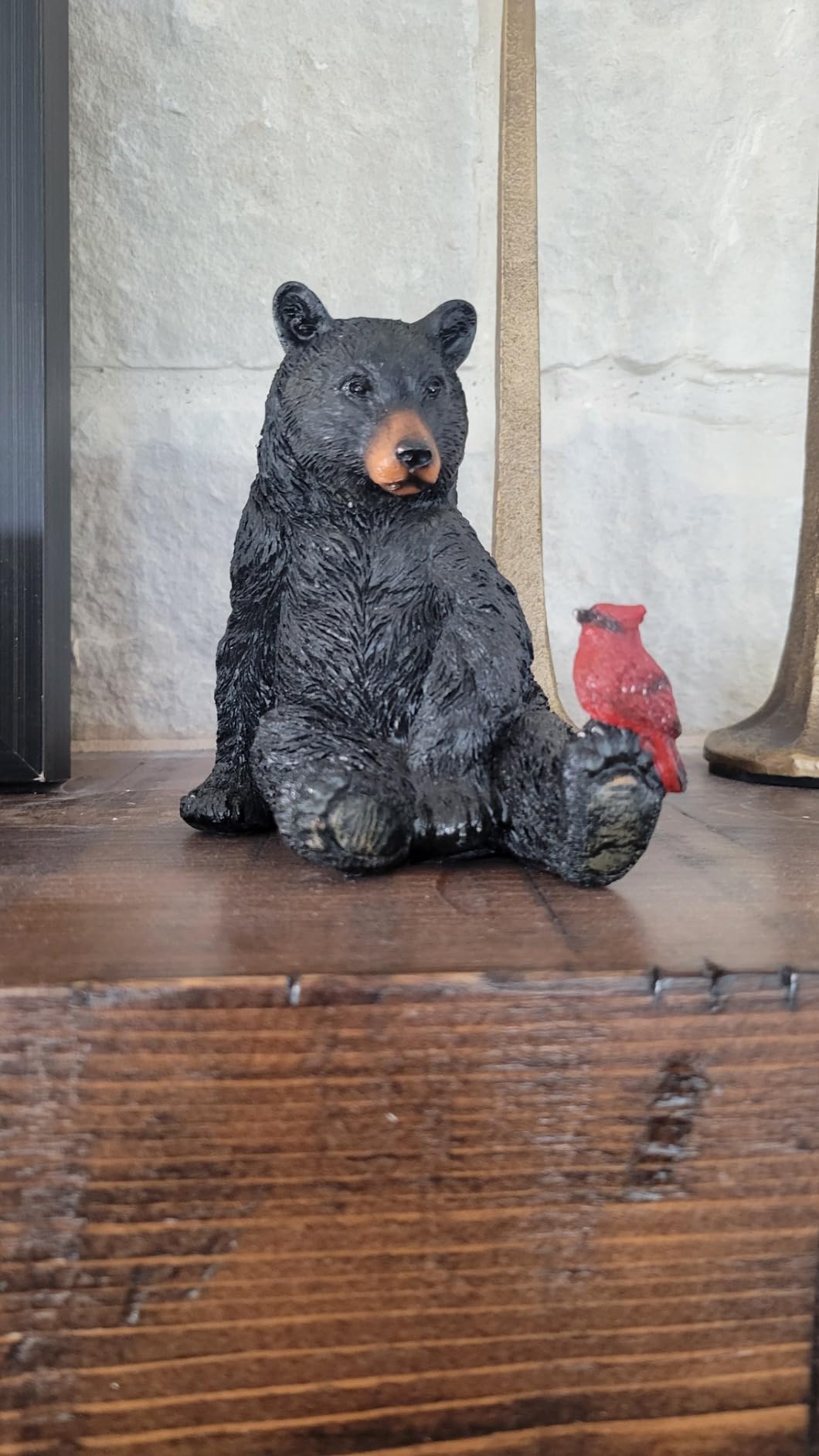 The Bridge Collection Black Bear and Cardinal Friend Figurine - Hand Painted Realistic Bear Decor for Cabin, Home or Garden customer photo 1