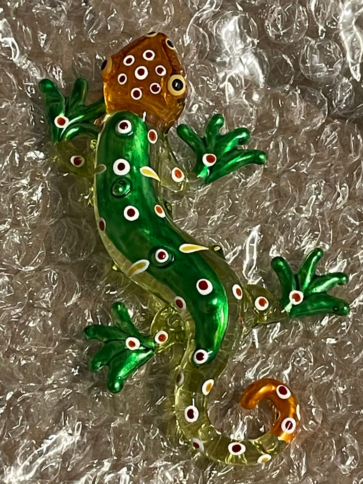 Hand-Blown Glass Green Miniature Gecko Figurine, Terrarium Decor | Hand-blown glass, 0.7 in tall, for terrarium, fairy garden or plant shelf, gift for reptile keepers and gecko owners customer photo 1