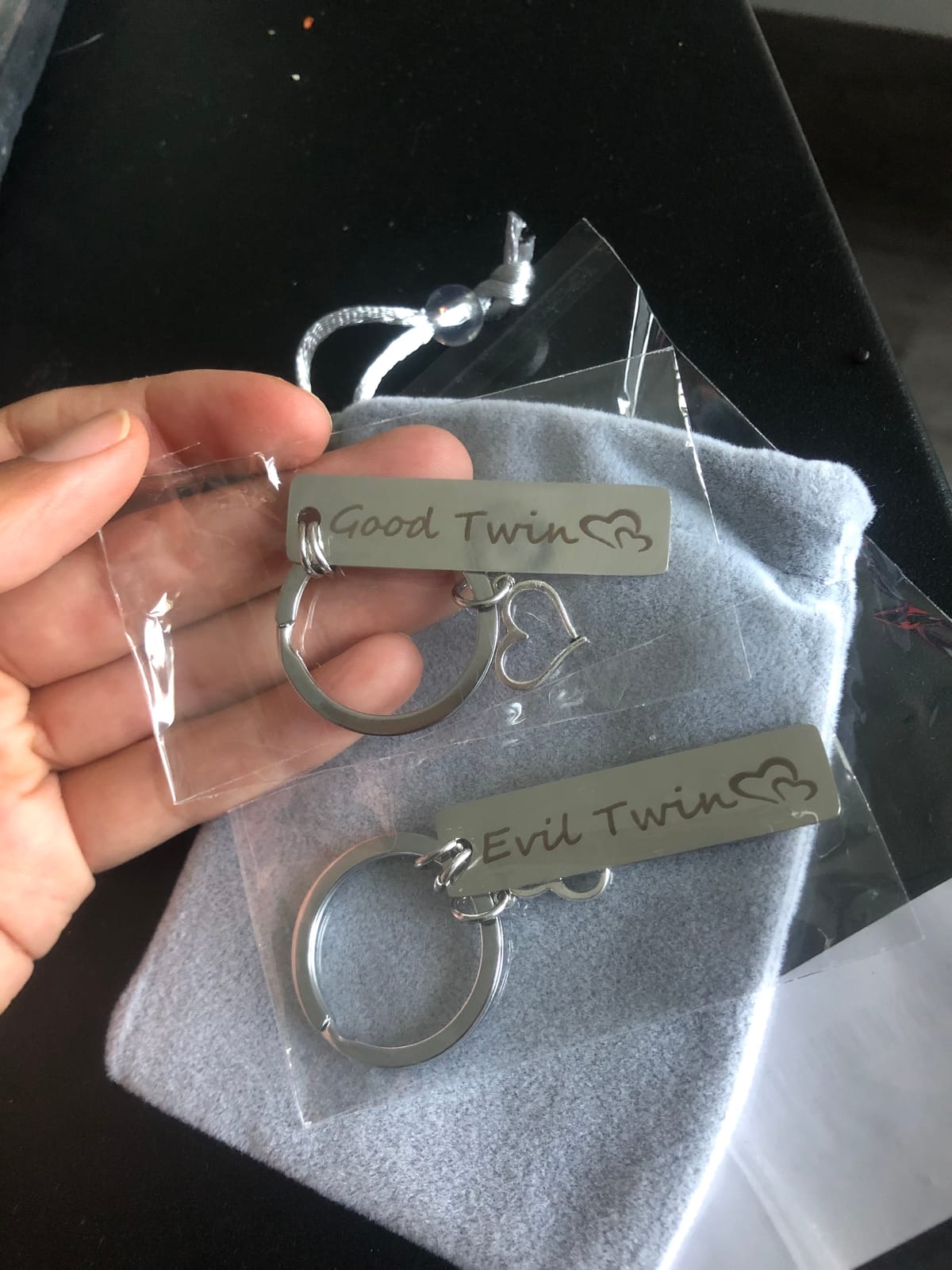 Twins Gifts Twins Keychain Twins Girls Boys Gift Good Twin Evil Twin Matching Keychain Set Twin Jewelry Gift for Twin Sister Brother customer photo 1