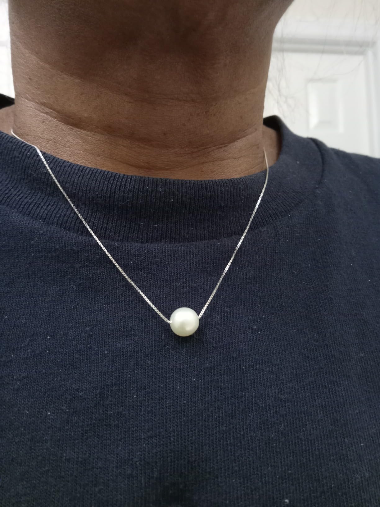 Necklace for Women Girls - 925 Sterling Silver Single Pearl Necklace, Mother's Day Birthday Gift Ideas customer photo 1