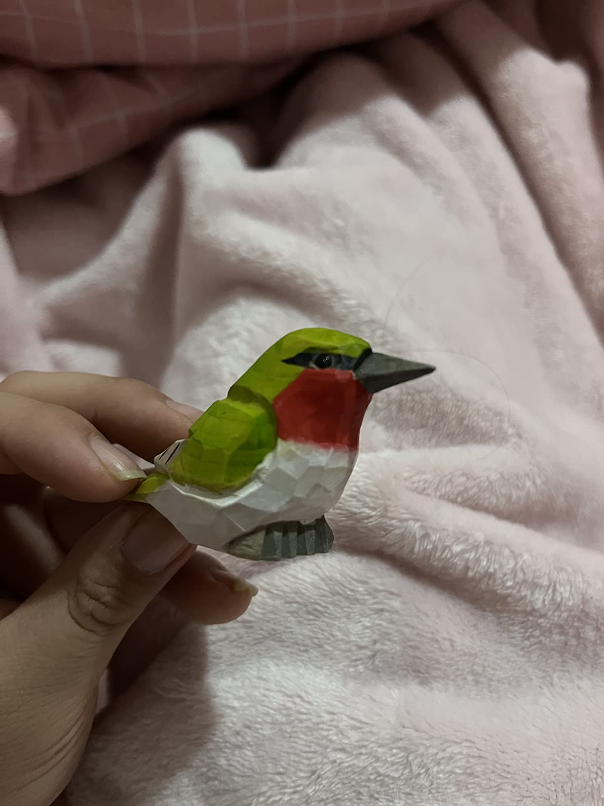 Selsela Hand-Carved Wooden Hummingbird Figurine - Ruby-Throated Gift Decoration, Handmade Bird Art Carved Small Animal Garden Statue.Miniature Wildlife Sculpture, Nature-Inspired Gift customer photo 2