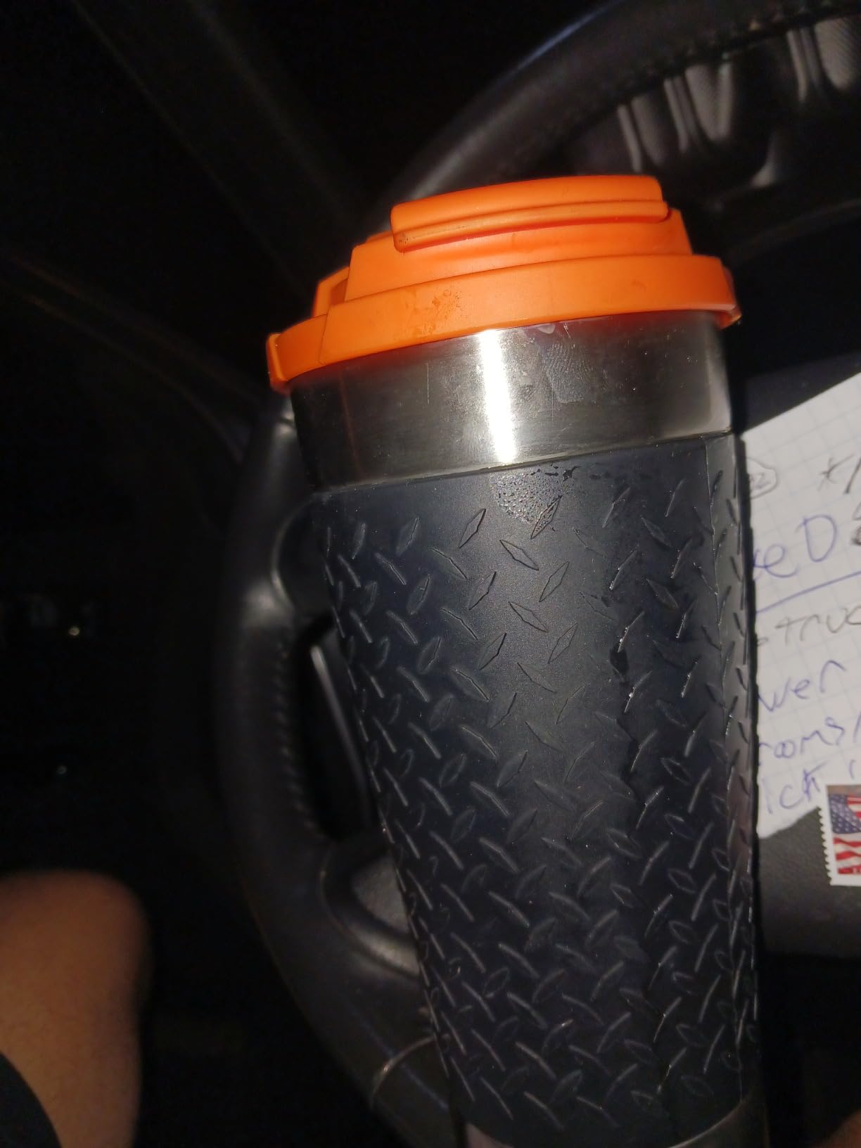 Klein Tools 55580 Stainless Steel Tumbler with Flip-top Lid, Insulated 20 oz. Tradesman's Double Wall Vacuum Mug, Slip-resistant Sleeve customer photo 2